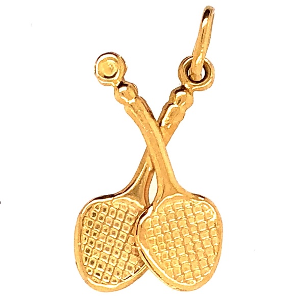 Estate🎾14KT Gold🎾Tennis Racket Charm Pendant - Picture 2 of 8